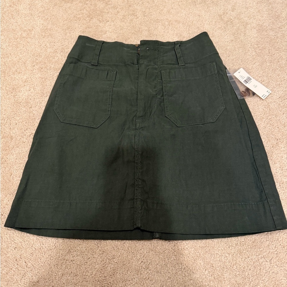 Maeve Anthropologie Colette Mini Skirt linen blend olive green XXS NWT